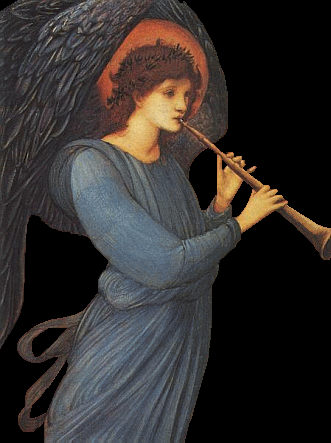Painting by Sir Edward Coley Burne-Jones,     The Angel, 1881    (Click here to view more of his paintings)